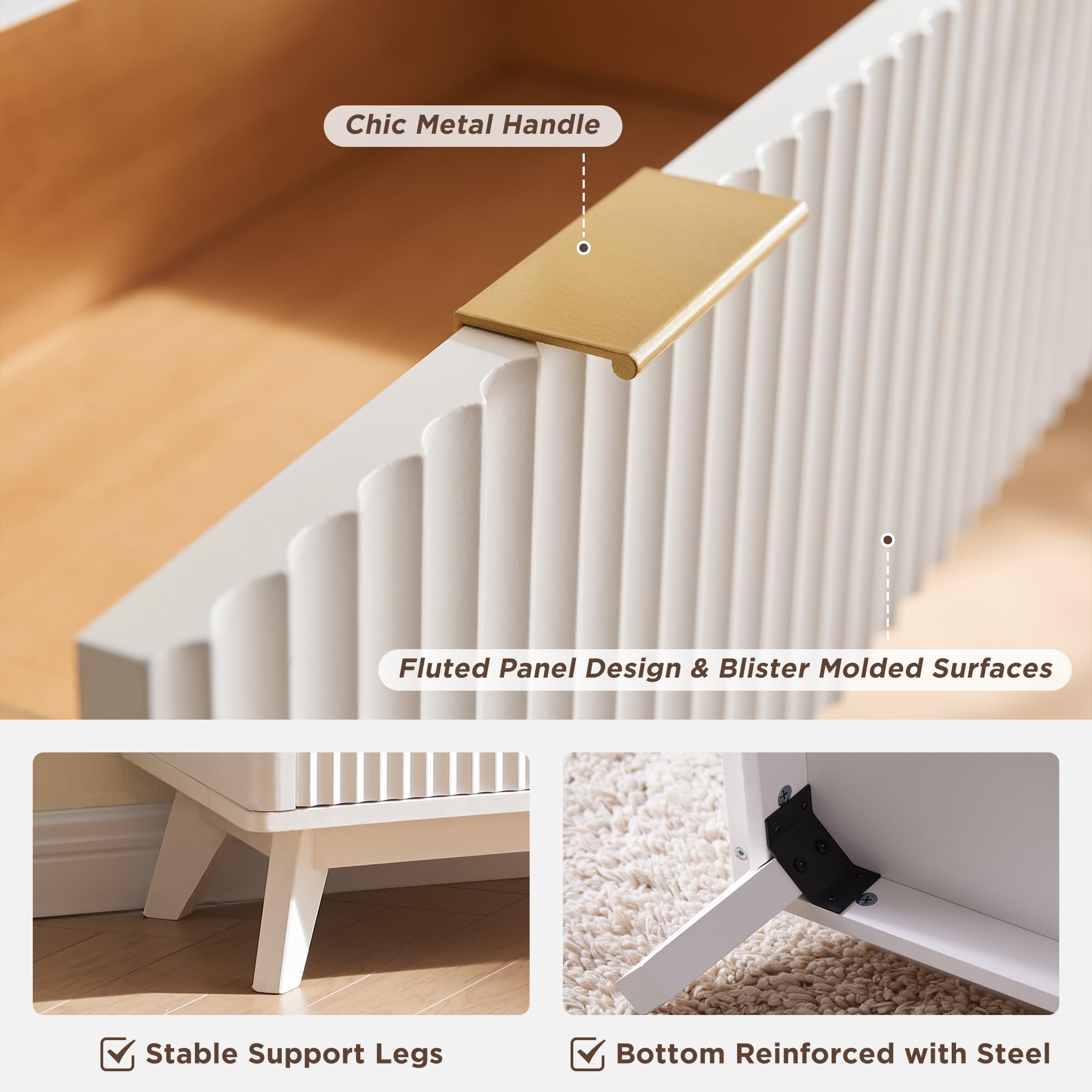 Amazon.com: T4TREAM Fluted 6 Drawers Dresser, 54